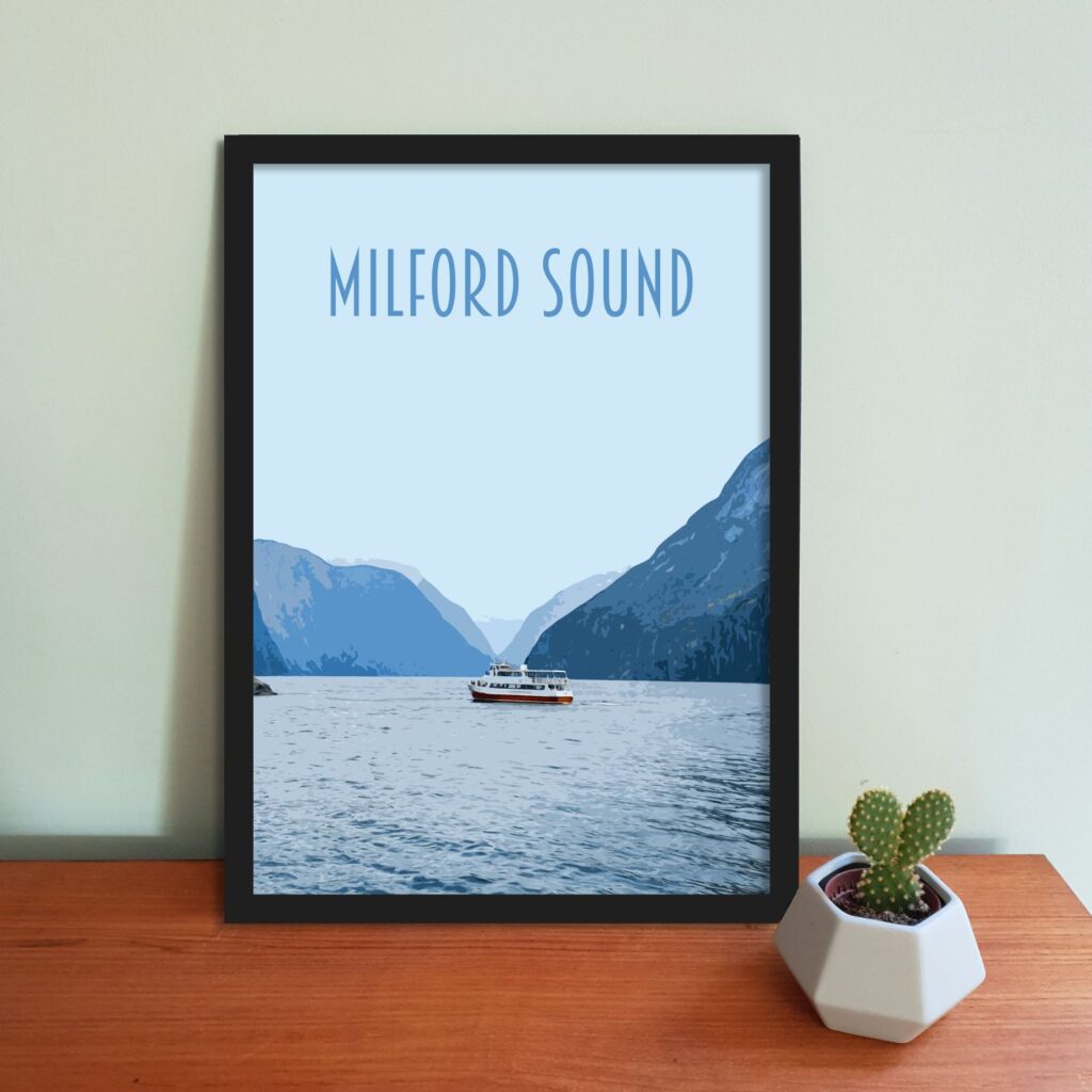 Milford Sound Travel Poster