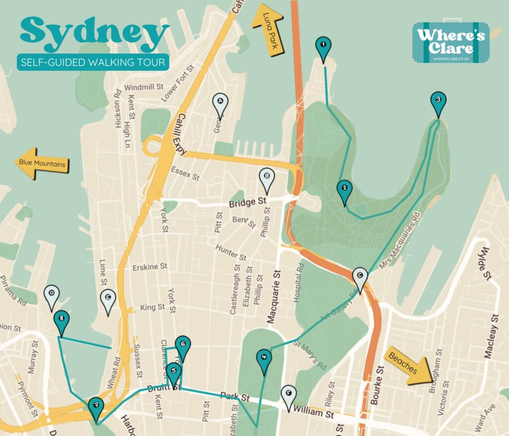 Sydney Self-Guided Walking Tour Route